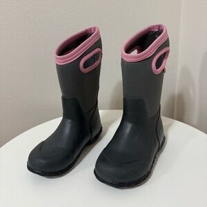 Bogs BLOOM Waterproof Snow Boots - Gray and Pink - Kids size 12